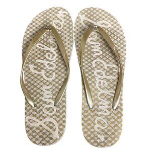Sam Edelman Gold Tone Flip Flop Sandals Sz 9/10 Summer Beach Casual